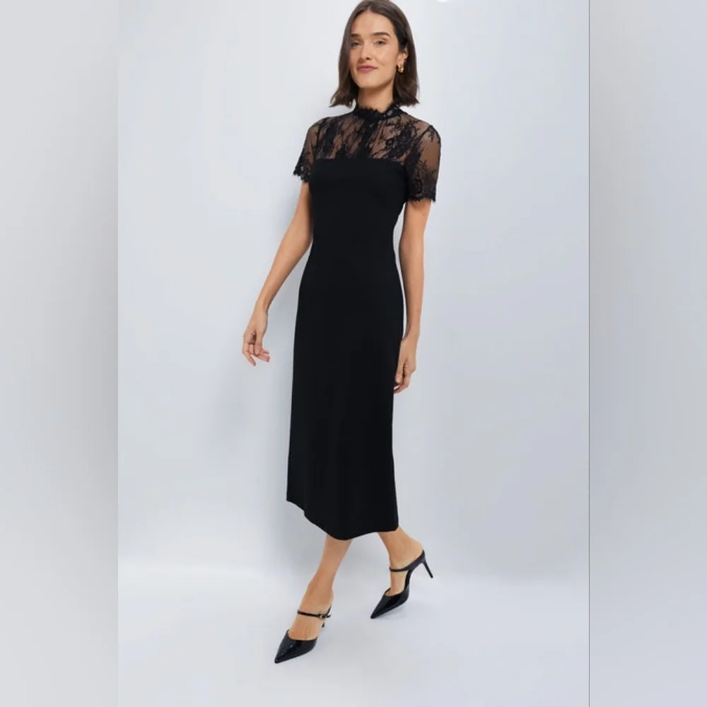 NWT Hyacinth House Tuckernuck Black Lace Agatha Midi Dress Size Small - Picture 3 of 10